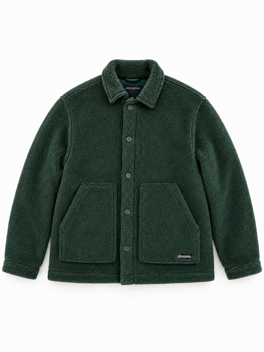 Zara Men Forest Green Sherpa Button-Front Jacket L-XL